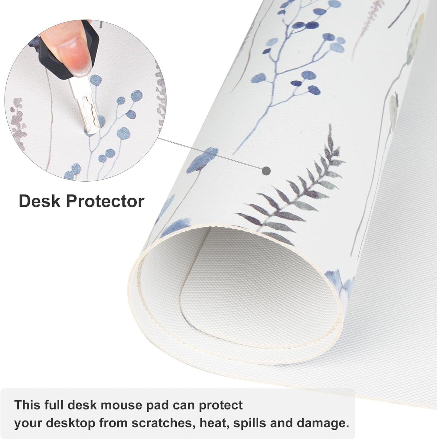 QIYI Large Mouse Pad, Cute Pink Desk Mat for Desktop, Women Girls PU Leather Desk Pad Waterproof Gaming Mousepad, Rose Gold Marble Computer Protector Writing Pad for School Office Home 31.5" x 15.7"
