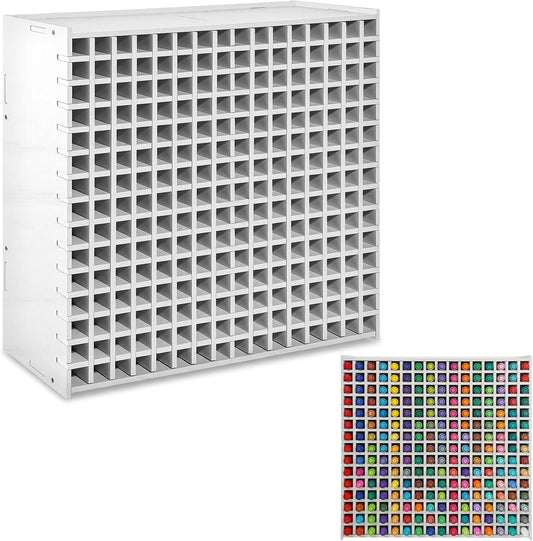 Marker Organizer 240-Slot Marker Holder Art Supply Storage Rack with Adjustable Dividers, Desktop Pen Holder for Colored Pencils and Brushes, White