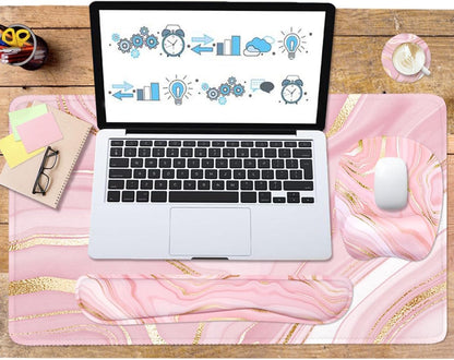 WB WEIRDBEAST Keyboard Wrist Rest Large Mouse Pad Wrist Support for Computer, 4 in 1 Memory Foam Keyboard Pad Desk Mat Ergonomic Hand Rest Wrist Cushion for Home Office Gaming-Pink