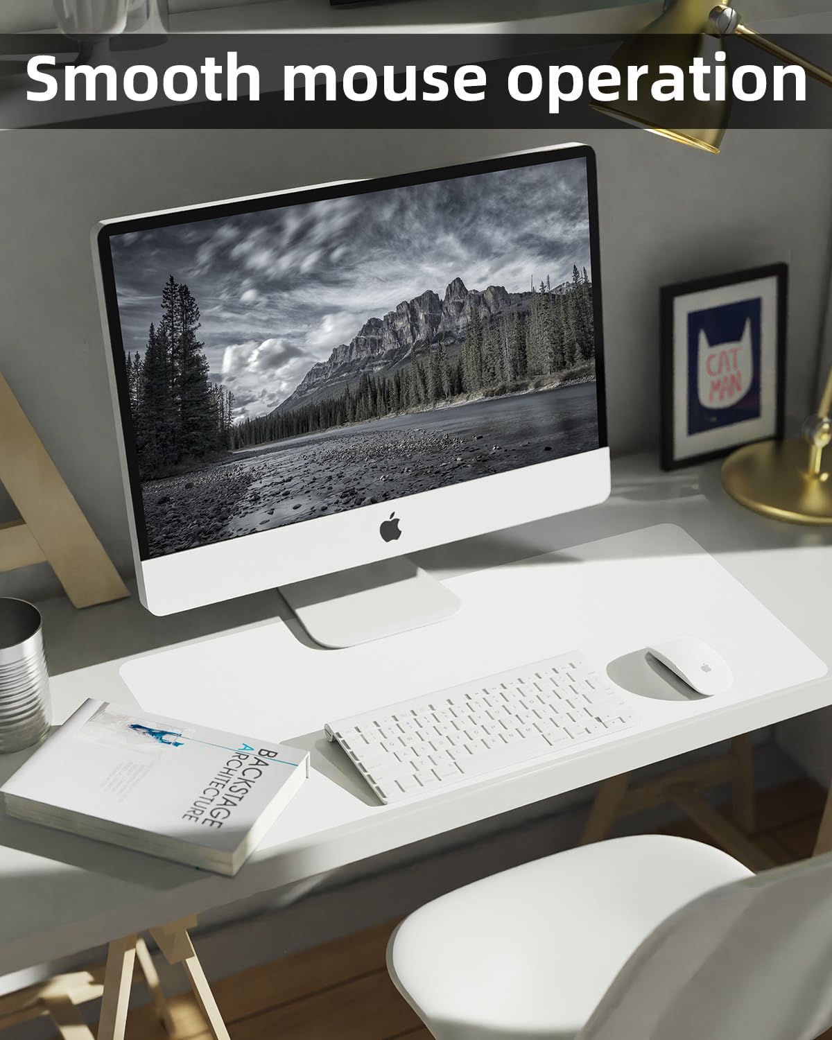 Leather Desk Pad Protector, Office Desk Mat, Large Mouse Pad, Non-Slip PU Leather Desk Blotter, Laptop Desk Pad Desk Accessories for Office and Home (Black, 40" x 17")