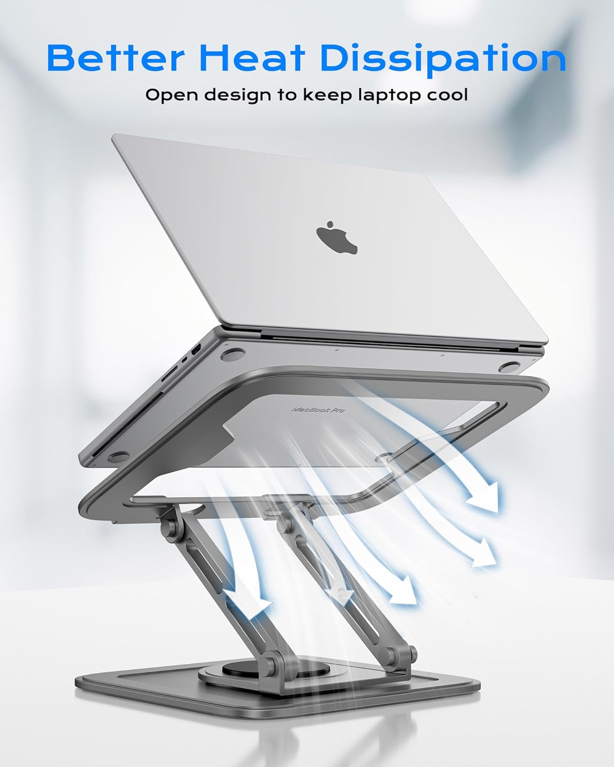 LOXP Adjustable Laptop Stand, Computer Stand with 360 Rotating Base, Ergonomic Laptop Riser Mount for Desk Foldable Protable Computer Desk Fits with MacBook Pro Air (10-16") - Pink
