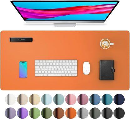 Aothia Non-Slip Waterproof PU Leather Desk Pad Protector for Mouse, Writing Desk, Office, Home, Laptop Blotter, 23.6" x 13.7", Black - Colors A