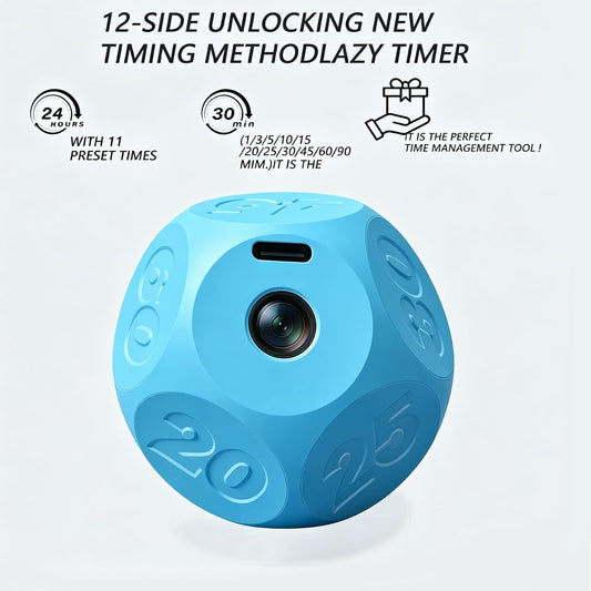 Cube Kitchen Timer - Rechargeable Countdown Timer with 1-3-5-10-15-20-30-45-60-90 Minute Presets for Cooking, Baking, Classroom, Exercise (Blue)