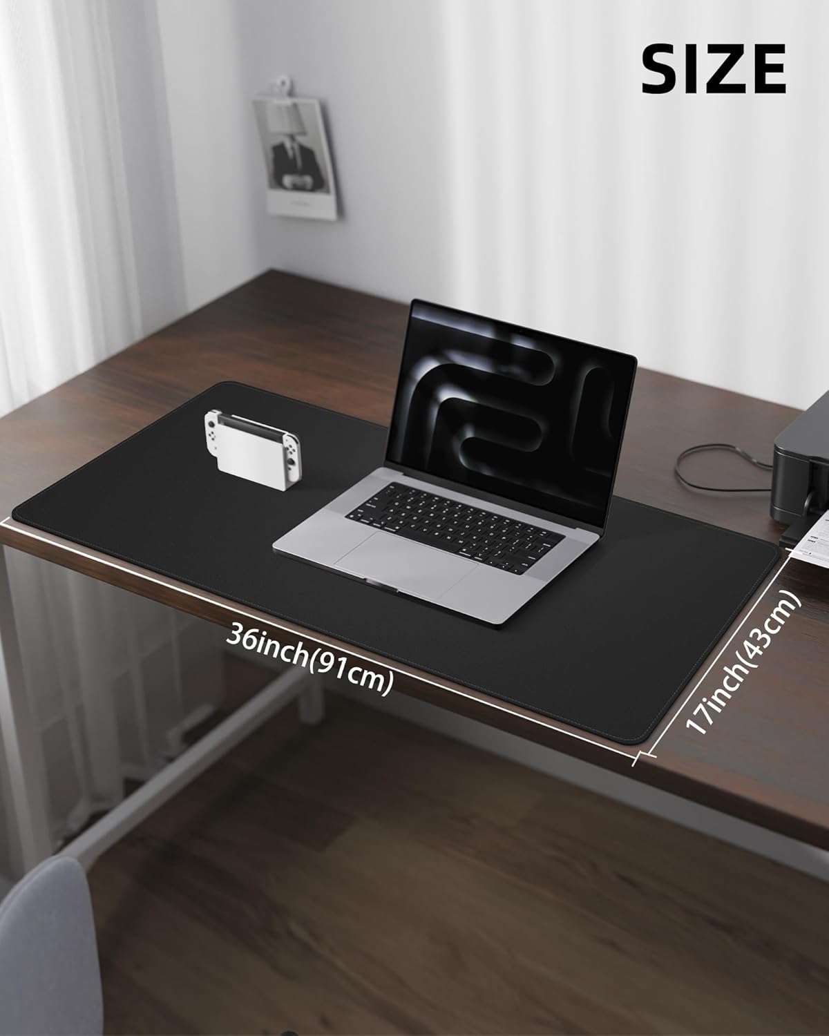 AFIING Desk Pad Protector 23.6" x 13.7" - Non-Slip Waterproof PU Leather Desk Mat for Mouse, Keyboard, Laptop, Office and Home Workspace (Beige)