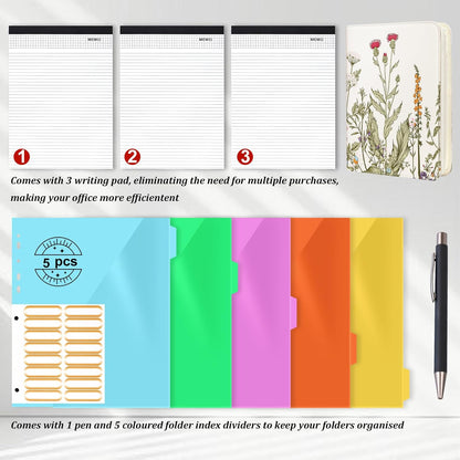 Leathario Portfolio Binder, Includes 10 Sheet Protectors and 3 Notepads, 3-Ring Folder Organizer, A4 Padfolio with Zipper, Vegan Leather Tablet Sleeve, Business Office Conference Clipboards