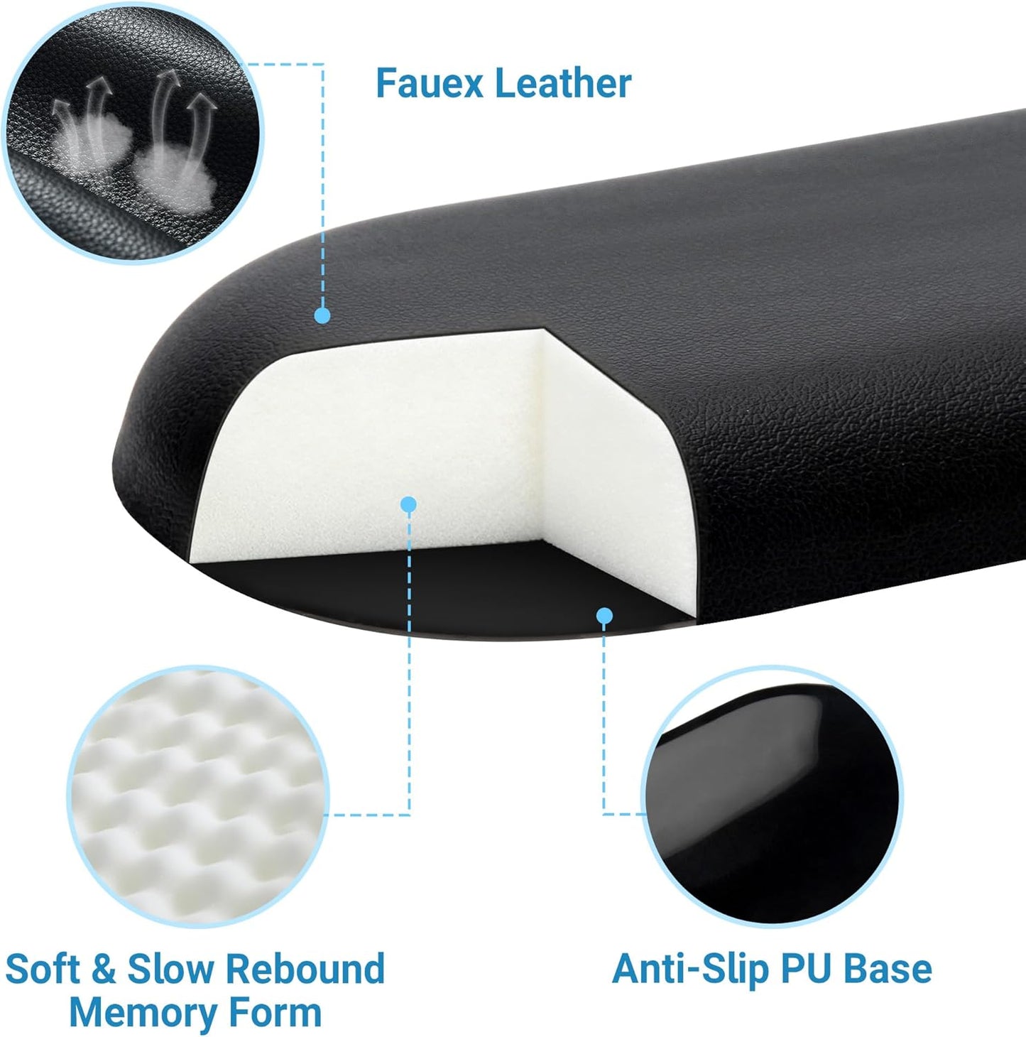 ASFSKY RGB Keyboard Wrist Rest, Ergonomic Wooden Wrist Support with PU Leather & Memory Foam, Non-Slip and Easy-to-Clean Design, Wrist Pad for Mechanical Keyboard, Gaming & Office Use
