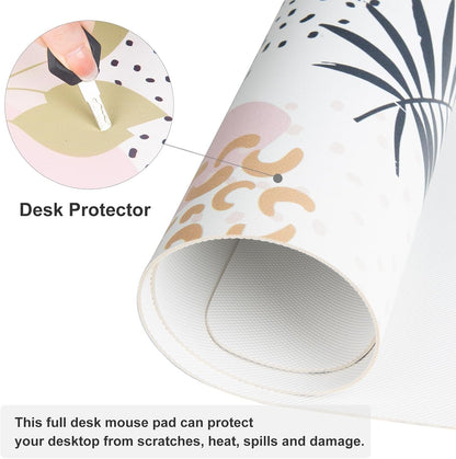 QIYI Large Mouse Pad, Cute Pink Desk Mat for Desktop, Women Girls PU Leather Desk Pad Waterproof Gaming Mousepad, Rose Gold Marble Computer Protector Writing Pad for School Office Home 31.5" x 15.7"