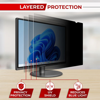SightPro 24 Inch 16:9 Computer Privacy Screen Filter for Monitor - Privacy Shield and Anti-Glare Protector