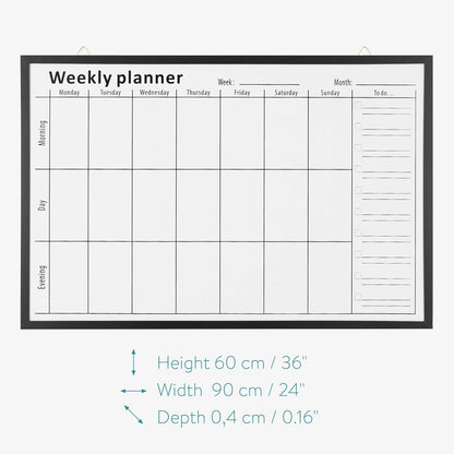 Navaris Weekly Planner White Board - 16" x 24" Magnetic Dry Erase Whiteboard Calendar with 7-Day Week Plan for Wall - Includes Markers and Magnets