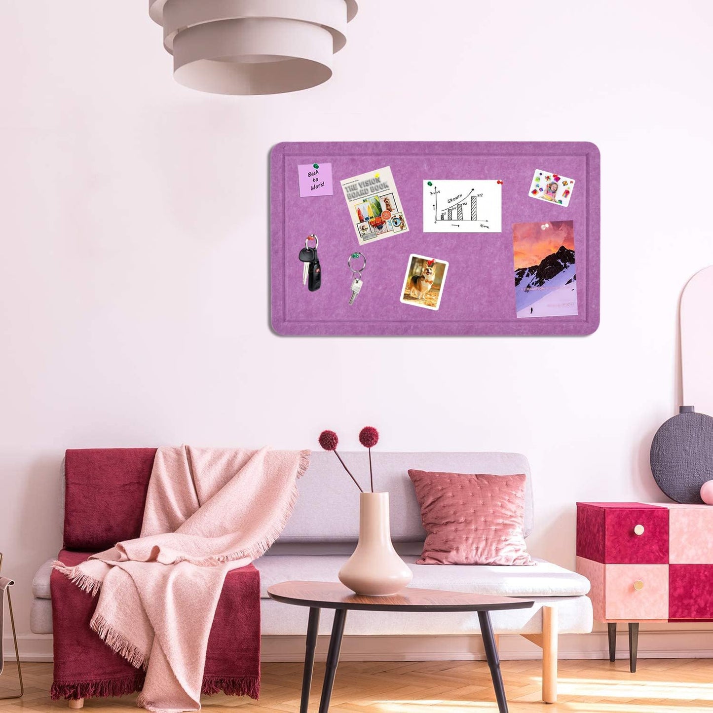 Vuzvuv Black 28"x16" Large Cork Board with 50 Push Pins & Sticky Notes, Self-Adhesive Bulletin Board for Wall, Felt Pin Vision Board for Paste Notes,Schedules Offices Home