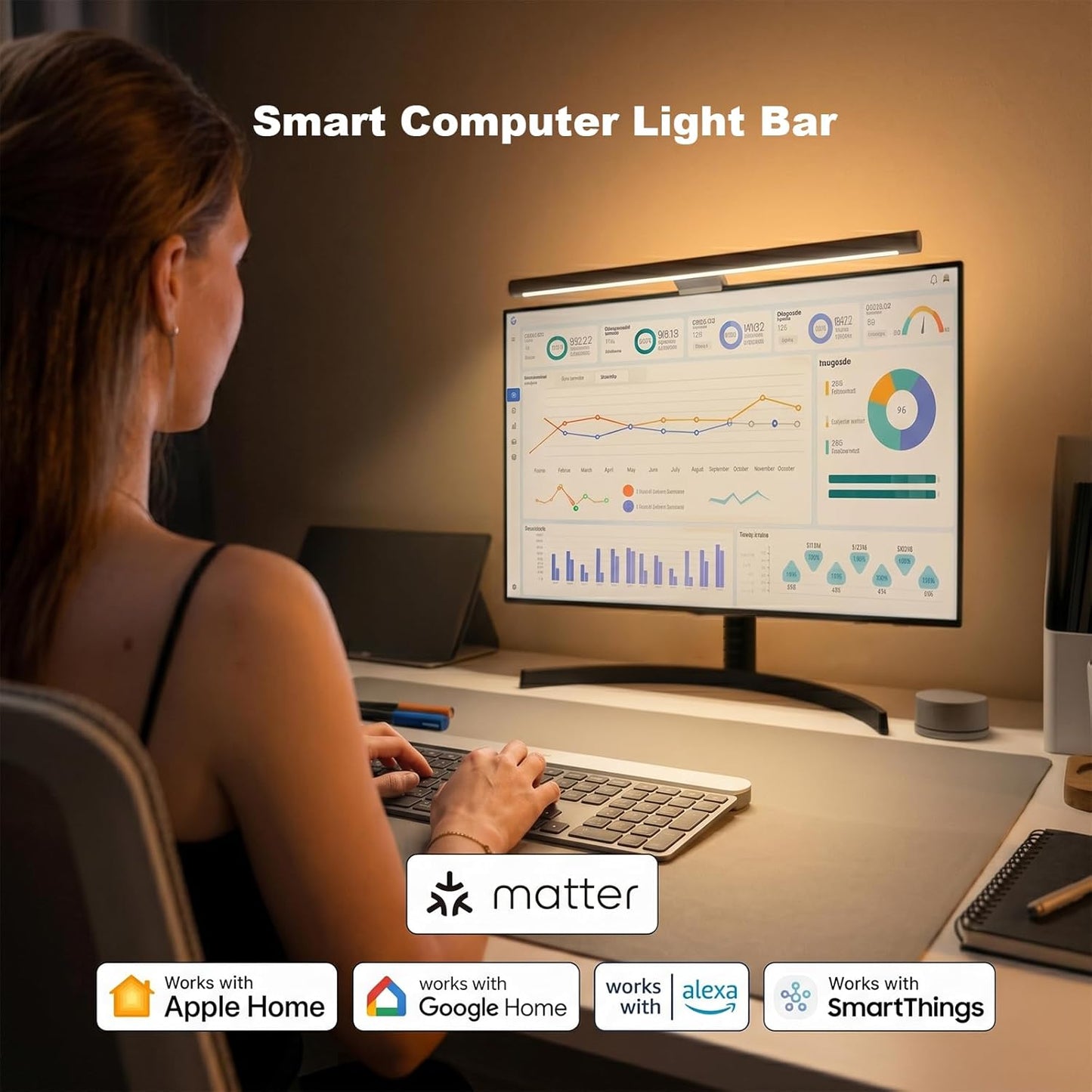 YEELIGHT Monitor Light Bar, Computer Monitor Lamp for Home Office Gaming, 250LM No Glare Eye-Care LED Screen Bar, Touch Control USB Reading Desk Lamp with Stepless Dimming for Flat & Curved Monitor