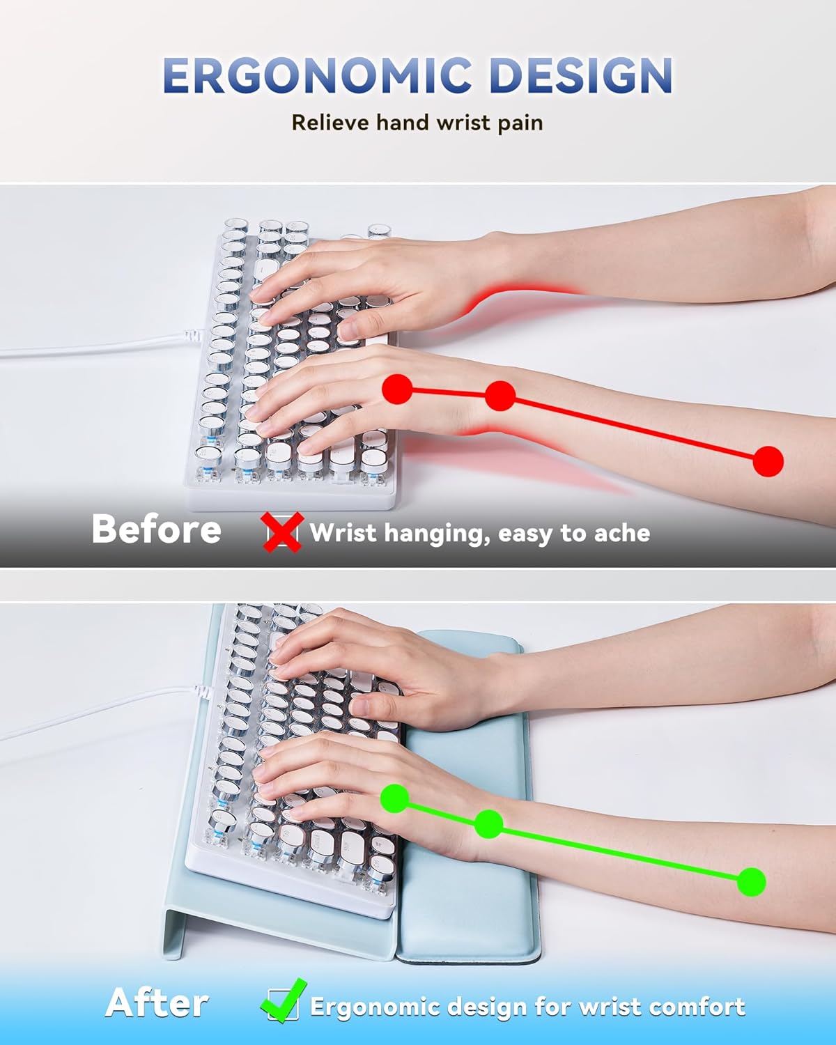 Laborio Computer Keyboard Stand for Desktop, Keyboard Riser Wrist Rest Holder for Easy Typing, Office Desk, Home, School Accessories(Coffee)