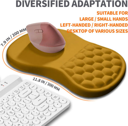 Ergonomic Joint Wrist Support Mouse Pad with Memory Foam Cushion Massage Bump, Carpal Tunnel Pain Relief Mousepad Slope Design for Wrist Rest, 11.8x7.9 in, Black