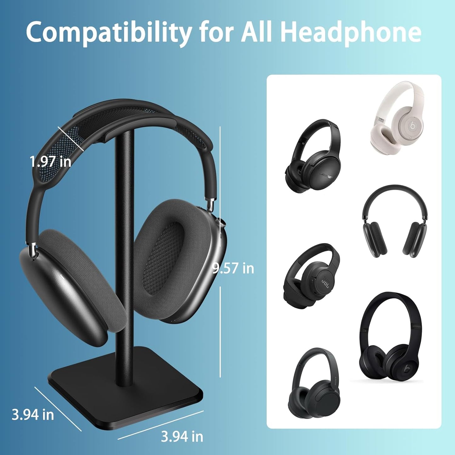 Headphone Stand - Headset Stand with Aluminum Hanger, Headphone Holder for AirPods Max, Sony, Bose, Beats and More (Pink)