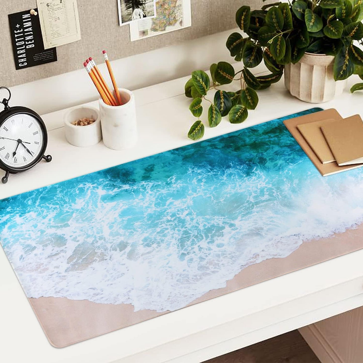 iCasso Desk Cover Mat, Office Mouse Pad, Desk Protector Mat, Extra Large Matt for Desktop,Anti-Slip XXL Big Mousepad with Stitched Edges for Computer Keyboard Retro Black - Colors B