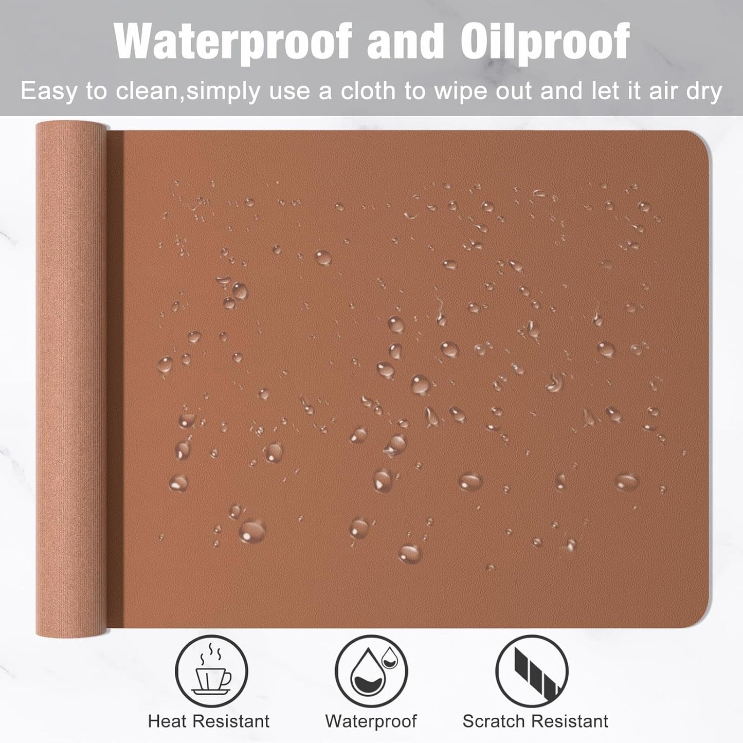 Hsurbtra Desk Pad, 23.6" x 13.8" PU Leather Desk Mat, M Extended Mouse Pad, Waterproof Desktop Blotter Protector, Non-Slip Ultra Thin Small Laptop Keyboard Writing Mat for Office Home, Pink