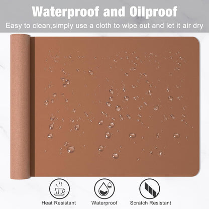 Hsurbtra Desk Pad, 23.6" x 13.8" PU Leather Desk Mat, M Extended Mouse Pad, Waterproof Desktop Blotter Protector, Non-Slip Ultra Thin Small Laptop Keyboard Writing Mat for Office Home, Pink