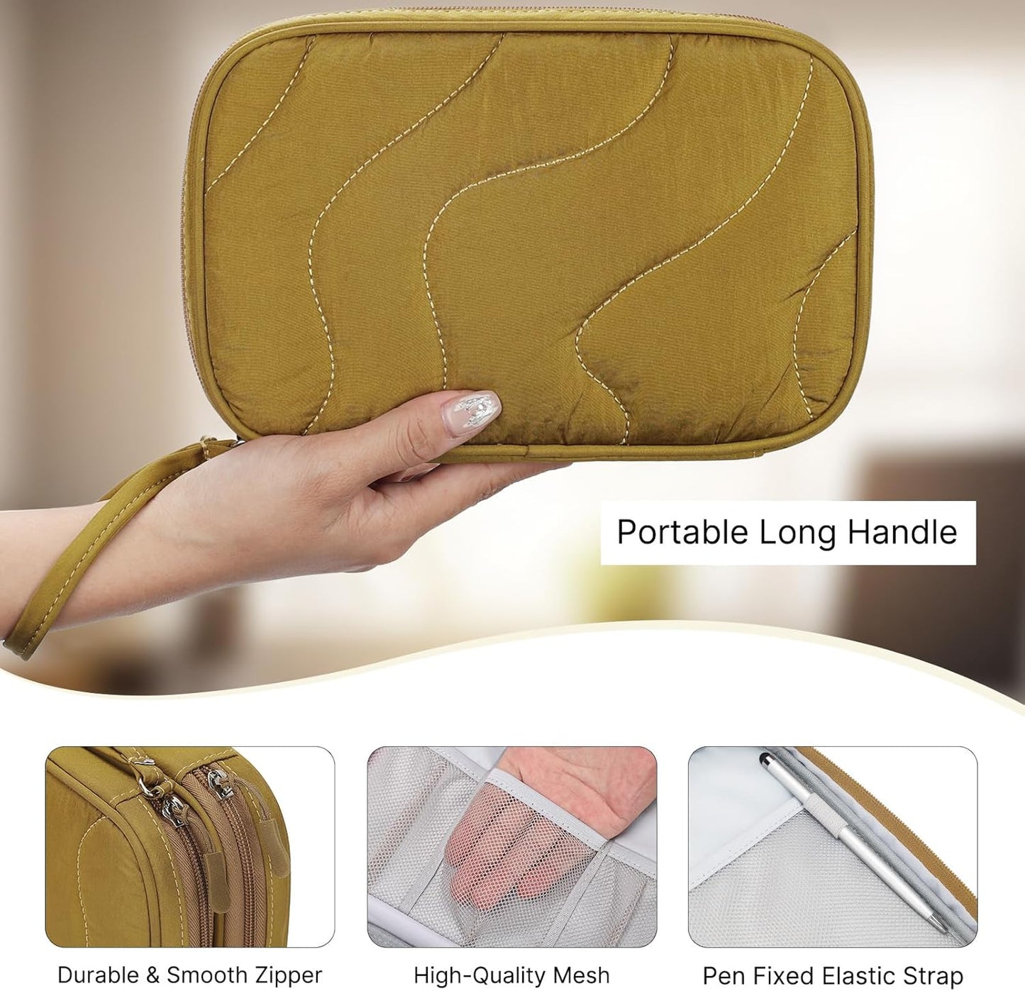 Skycase Tech Pouch - Lightweight Electronics Organizer Travel Case - Double Layers Cable Organizer - All-in-One Storage Bag for Charger, Cord, Phone, Flash Drive, Essentials - XL