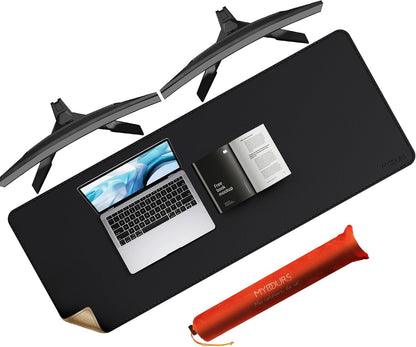Mydours 40" x 20" Extra Large Desk Mat, PU Leather & Cork Desk Pad, Large XXL Desk Mouse Pad for Workstation, Office, Home, Computer Desk Mat with Keyboard & Mouse (Black)