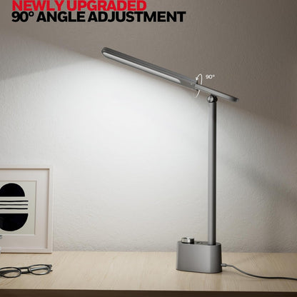 Honeywell Upgraded LED Desk Lamp - H01 Pro Sunturalux™ Foldable Desk Light with USB A+C Charging Ports, 3 Color Modes Dimmable Table Lamp for Home Office Reading(Black)
