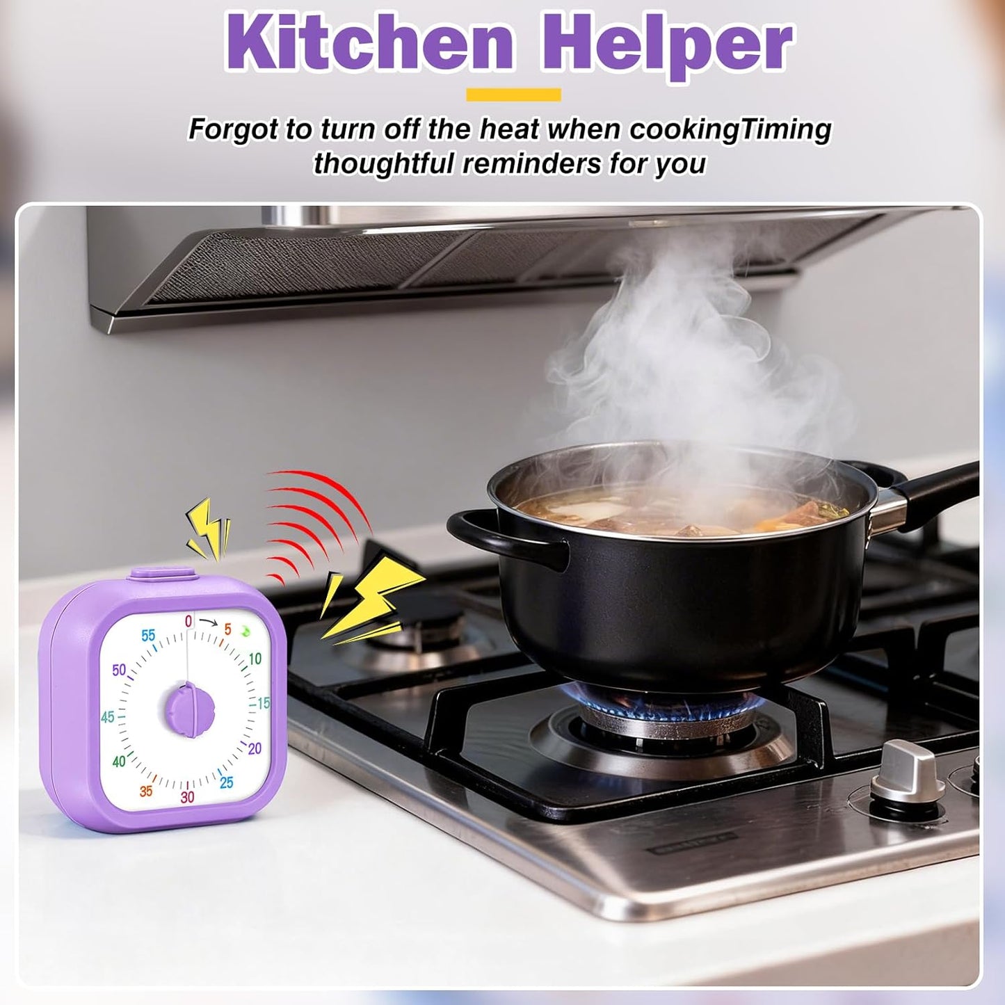 Mwellewm Visual Timer for Kids, 60 Minute Time Digital Pomodoro Timer Countdown with Silent Pause Function for Classroom Kitchen Study Cooking Meetings ADHD Rainbow Pattern(Blue)