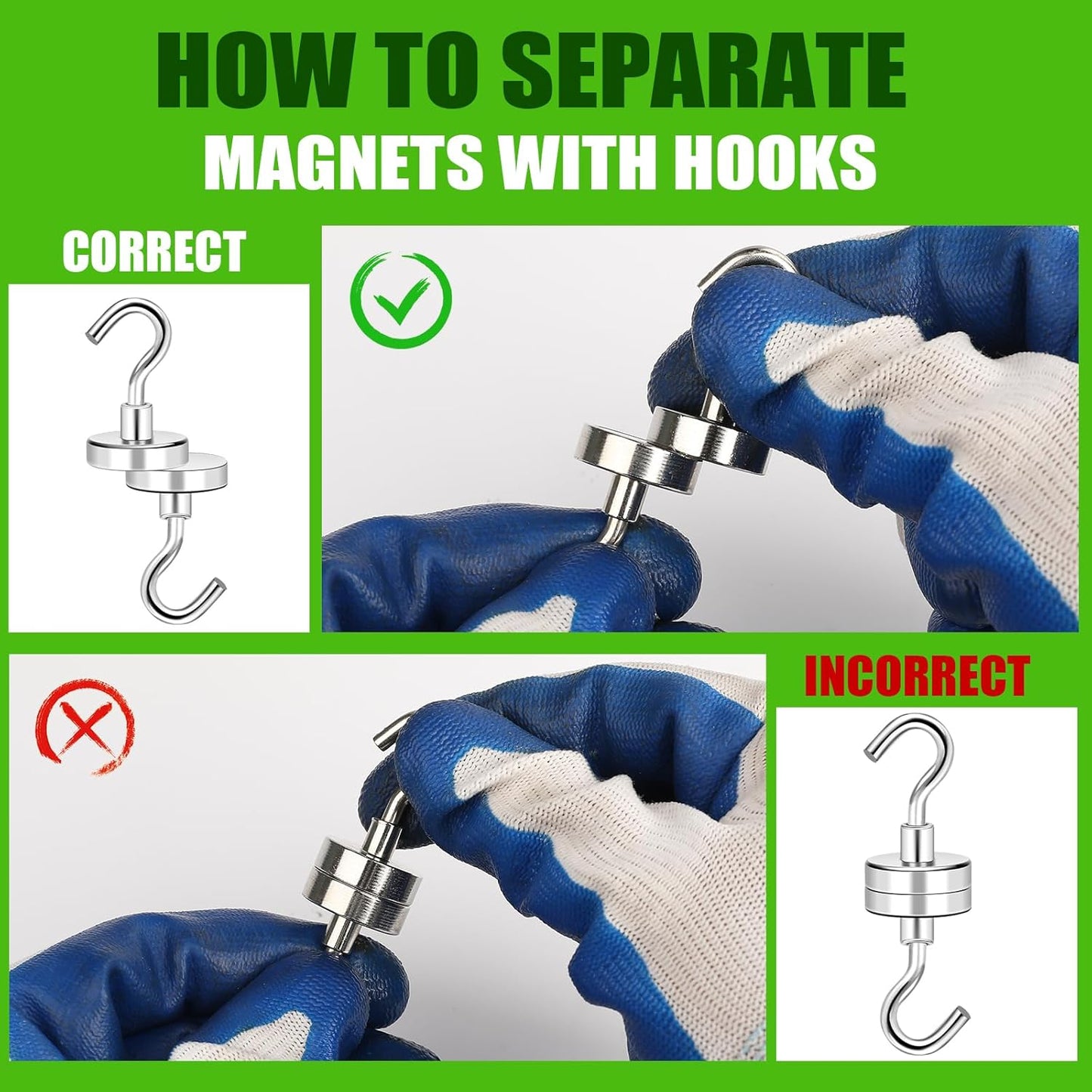 MIKEDE Black Magnetic Hooks 85Lbs Heavy Duty Earth Magnets with Hooks for Cruise Cabin Strong Magnet Hooks for Hanging Super Metal Magnetic Hanger for Grill Fridge Kitchen - Pack of 10