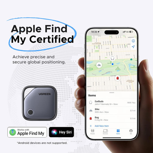 UGREEN FineTrack Air Tracker Tags (iOS Only) 4 Pack, 2-Year Replaceable Battery Bluetooth Tracker Compatible with Apple Find My, Item Finder Smart Tag for Keys, Luggage - [Apple Find My Certified]