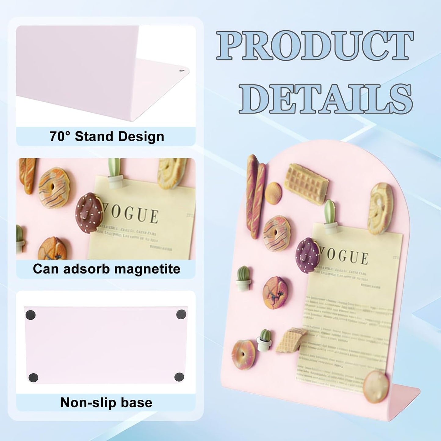 2 Pack Desk Magnetic Bulletin Board Metal Tabletop Memo Souvenir/Photos Display Board Magnet Display Stand for Home School Kitchen Office (2, White, ARC)