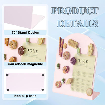 2 Pack Desk Magnetic Bulletin Board Metal Tabletop Memo Souvenir/Photos Display Board Magnet Display Stand for Home School Kitchen Office (2, White, ARC)
