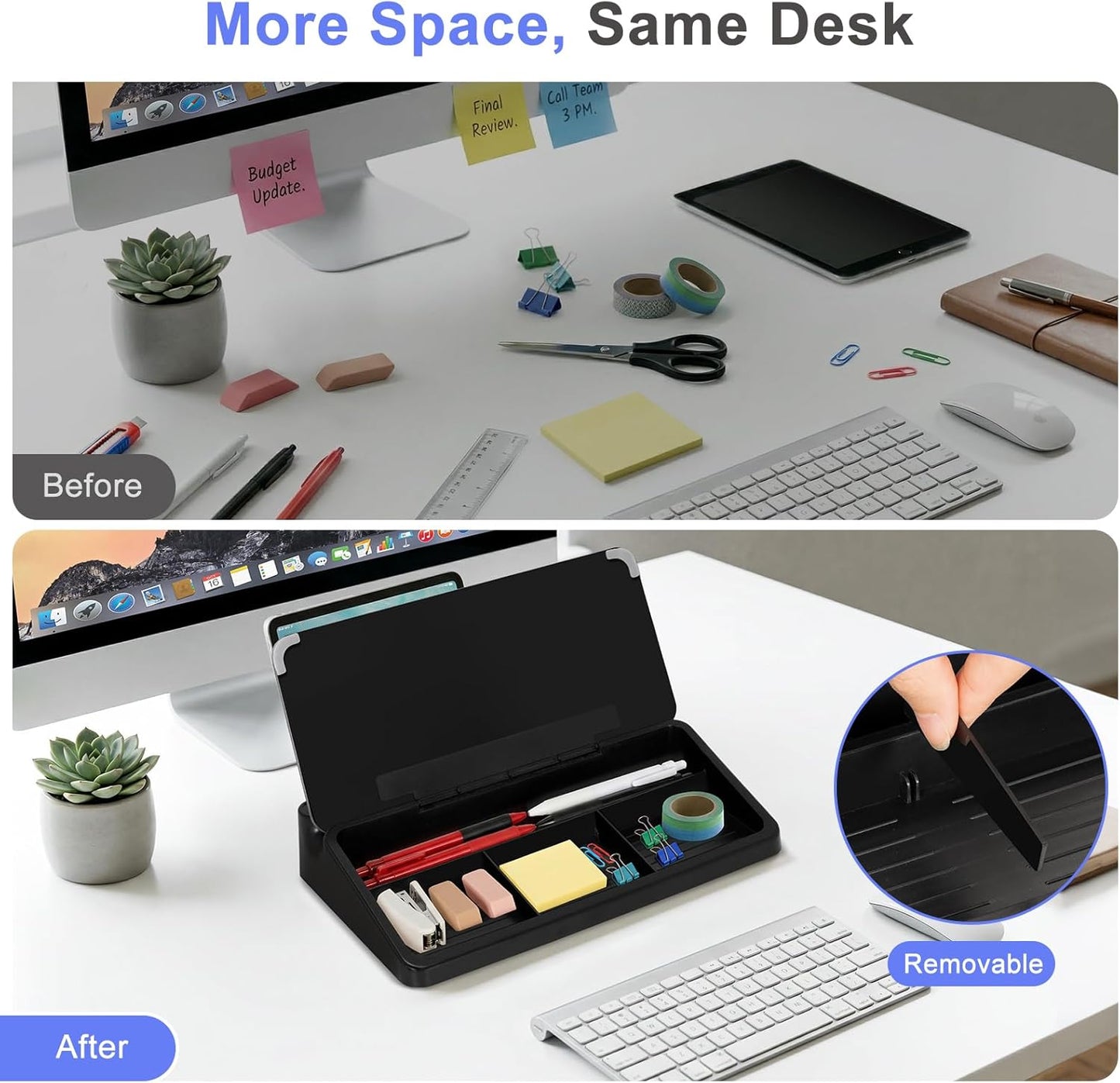 WALGLASS Small Desktop Whiteboard with Storage, Glass Desk Dry Erase White Board Computer Keyboard Stand with Drawer, Desk Organizers with Accessories for Office, Home, School Supplies White