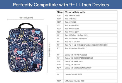 Dadanism 9-11 Inch Tablet Sleeve Bag Carrying Case with Shoulder Strap for iPad (A16) 11", iPad 10th Gen 10.9", iPad Air M4/Pro M5 11", iPad 9/8/7th 10.2", Galaxy Tab A11+ Plus 11", Cloudy Pink