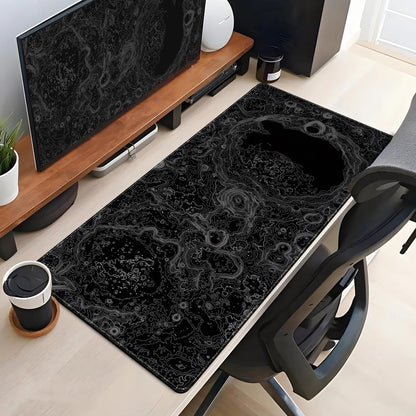World Map Desk Mat Historical World Map Desk Pad Extra Large Computer Mouse Pad XL Black Topographic Mousepad Keyboard Pad for Desk Gaming Computer Laptop Office Non-Slip Desk Pad 31.5x11.8 in