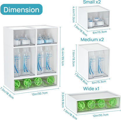 Vtopmart Stackable Storage Drawers Set of 3,Clear Plastic Organizer Bins for Makeup, Cosmetics, Beauty Supplies,Ideal for Vanity, Bathroom,Cabinet,Pantry Organization