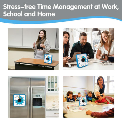 Visual Timer 7.5 inch; 60 Minute 1 Hour Countdown Timer for Kids Classroom Teaching Tool Home Office Meeting, Mechanical Countdown Clock for Exam Time Management Magnetic, Sky Blue with Colorful Disc