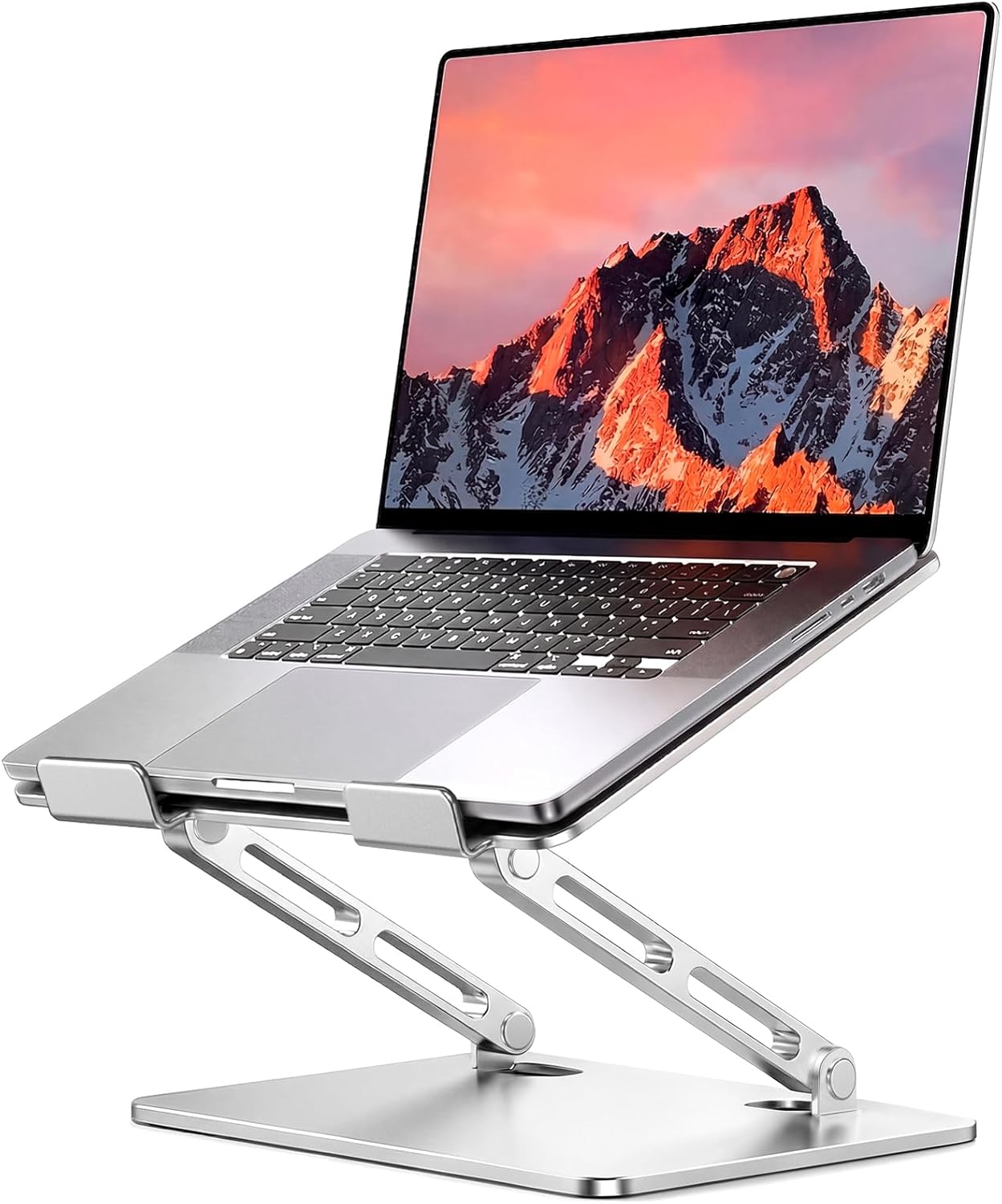 LOXP Adjustable Laptop Stand for Desk, Metal Foldable Laptop Riser Holder, Portable Ventilated Cooling Desk Book Shelf, Ergonomic Computer Notebook Stand Compatible with 10-15.6" Laptops
