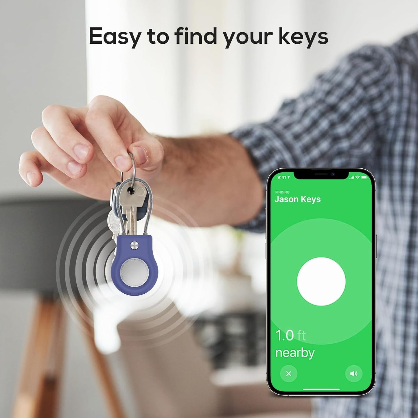 Air Tag Holder - (4 Pack) Air tag Lock Keychain with Wire Cable Compatible with Apple AirTag,Ultra Durable Anti-Lost Protective Case with Keyring for Luggage, Key, Backpack, Pet, Bag, Black