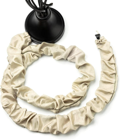 2 Pcs Fabric Cord Cover & Chandelier Chain Cover Each 6 Feet Long Easy to Install Ideal for Chandeliers Lighting Wire Cable Management and Hiding (Grey)