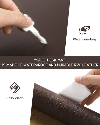 YSAGi Non-Slip Leather Desk Pad, Waterproof Laptop Computer Desk Keyboard Mat, Table Protector Blotter Mat, Large Mouse Pad for Office/Work/Home/Decor(Black, 31.5" x 15.7")