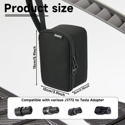 Homakover Adapter Storage Case Compatible for Tesla J1772 Charging Adapter, Portable Travel Protective Bag with Handle, Adapter NOT Included, Black