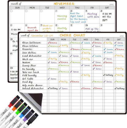 JPRO Magnetic Weekly Calendar and to Do List for Fridge - 8.5" x 6.5" Weekly Meal Planner for Refrigerator and Dry Erase Daily to-Do List -6 Markers Included!