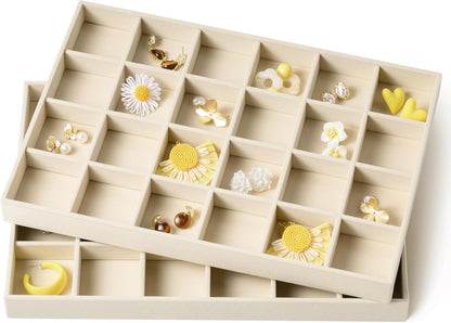 pickpiff Drawer Sunglass Organizer & Display Tray: 1 Pcs 8 Grids Velvet Scratch-Free Eyeglasses Case (13.8x9.4x1.6inch) - Soft Beige Glasses Storage Holder Box for Men & Women