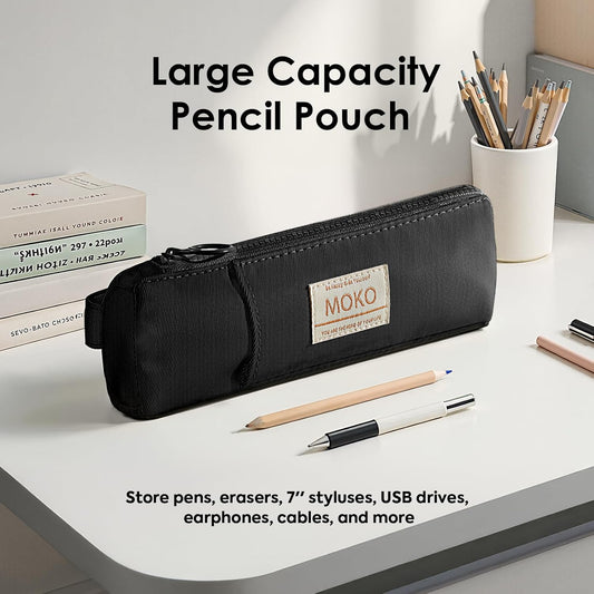 MoKo Pen Holder for Notebook, Pencil Pouch with Adjustable Elastic Band, Slim Portable Zipper Pen Pouch Holder for Planners, Journals, Book, Pink