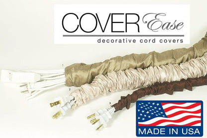 Cream COVEREase Lamp Cord Cover 9 ft Faux Silk Fabric Cover - Cable Sleeve, Wire Cover, Cord Hider for Cable Management for Electrical Lighting Fixtures. (1 PK)