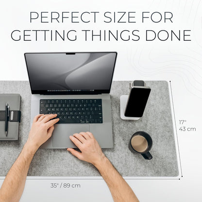 Nordik Large Felt Desk Mat - Charcoal - 35 x 17 inch - Full Desk Keyboard Mat - Computer Desk Mat for Keyboard and Mouse Pad - Desktop Mat - Large Felt Desk Pad