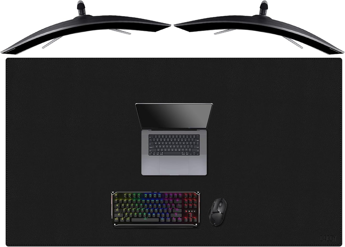 Cacoy 36" x 20" Leather Desk Mat for Home Office, Extra Large PU Leather Desk Pad Blotters, Waterproof Computer Keyboard Mat, Extended Gaming Mouse Pad, Desk Protector for Desktop and PC Laptop, Black