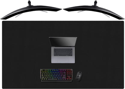 Cacoy 36" x 20" Leather Desk Mat for Home Office, Extra Large PU Leather Desk Pad Blotters, Waterproof Computer Keyboard Mat, Extended Gaming Mouse Pad, Desk Protector for Desktop and PC Laptop, Black