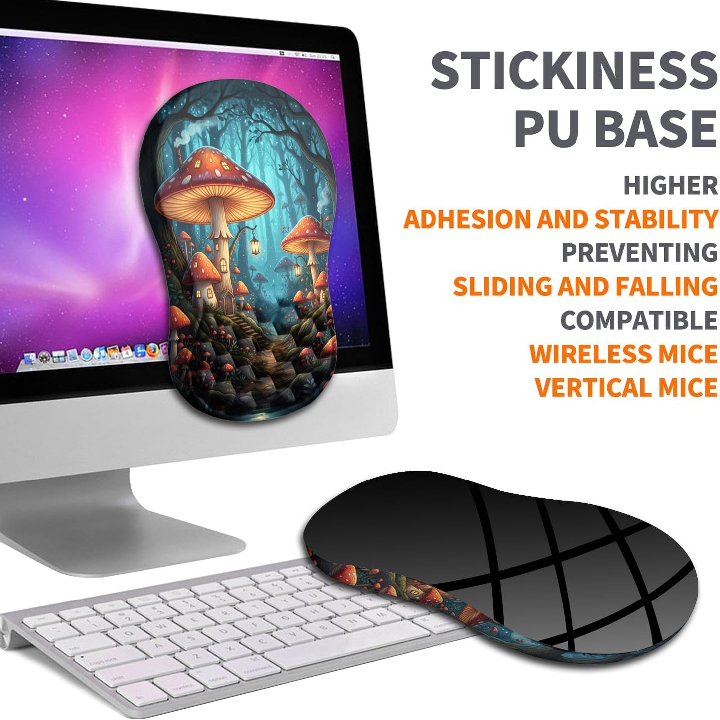 Ergonomic Joint Wrist Support Mouse Pad with Memory Foam Cushion Massage Bump, Carpal Tunnel Pain Relief Mousepad Slope Design for Wrist Rest, 11.8x7.9 in, Black