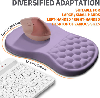 Ergonomic Joint Wrist Support Mouse Pad with Memory Foam Cushion Massage Bump, Carpal Tunnel Pain Relief Mousepad Slope Design for Wrist Rest, 11.8x7.9 in, Black