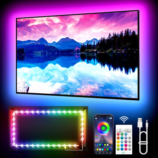 KANTUTOE LED Lights for TV, 16.4ft LED Lights for 45-75 Inch TVs, RGB TV Backlight Behind, Music Sync Bluetooth APP & Remote Control Strip Lights USB Powered for Bedroom, Gaming, Home Décor