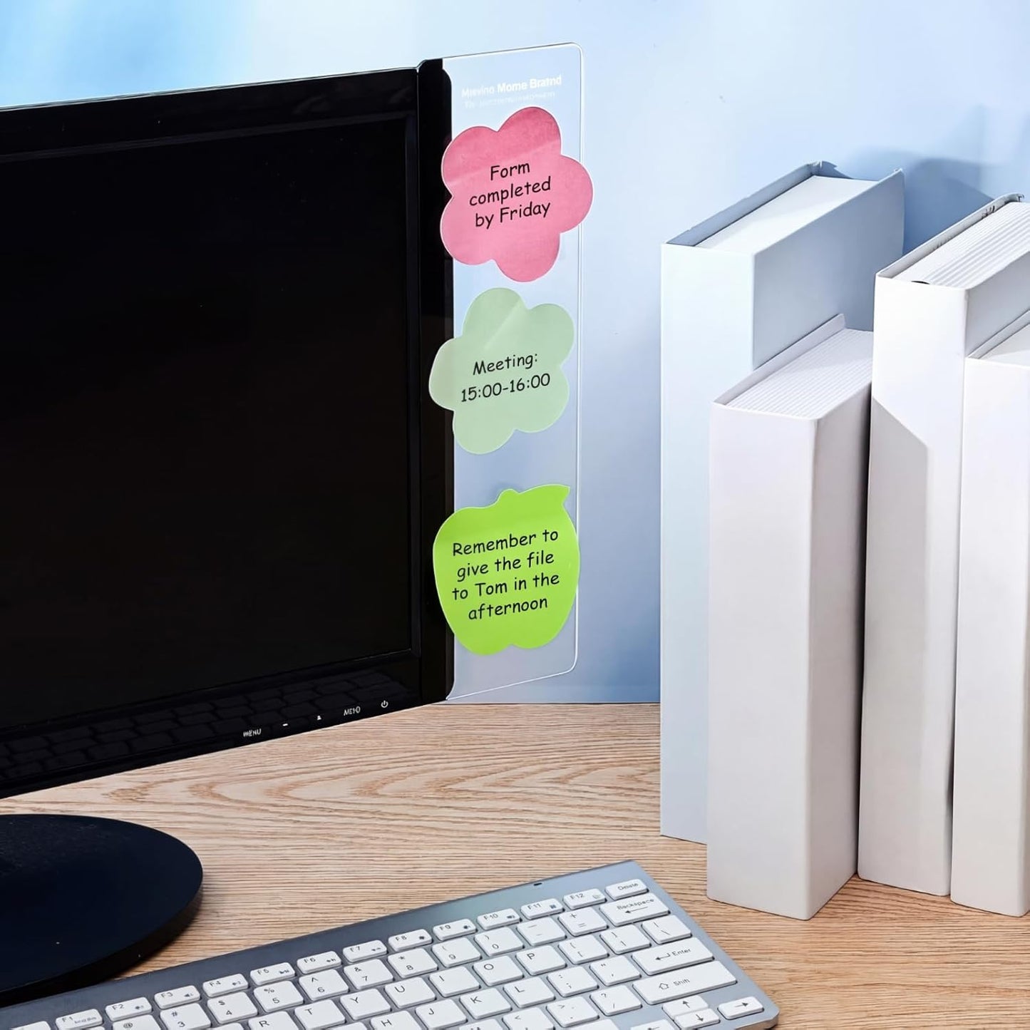 Zonon 4 Pieces Monitor Memo Board, Memo Boards for Computers Transparent Acrylic Monitor Side Panel Office Desk Accessories Desktop Computer Sticky Note Holder for Office Home Work Desk